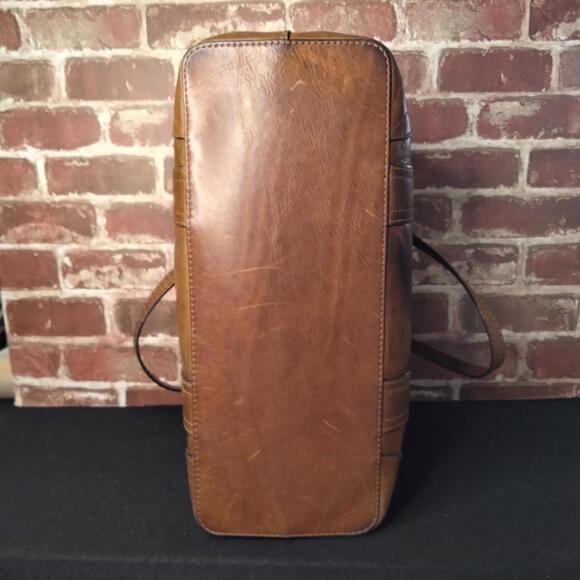 Frye Melissa Leather Shopper Tote Cognac Brown Handbag Purse - Picture 6 of 9